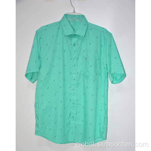 China Custom Printed Short Sleeve Button Up Cotton Shirts Manufactory